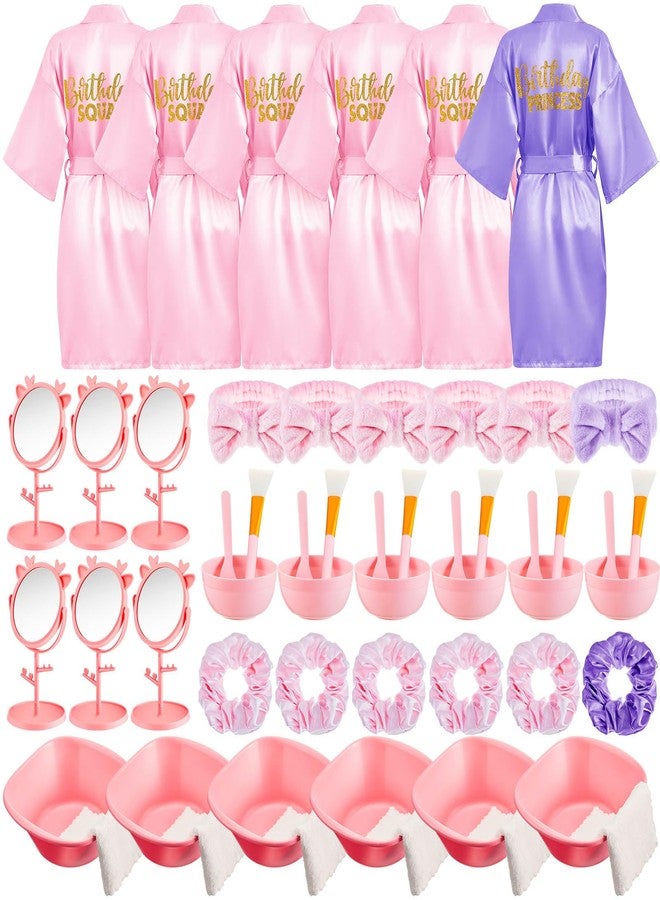 JenPen 6 Set Spa Party Favors Robes and Accessories Kit Supplies for Spa Sleepover Slumber Party Wedding Birthday(Pink,Light Purple,Size 12) - Image 1